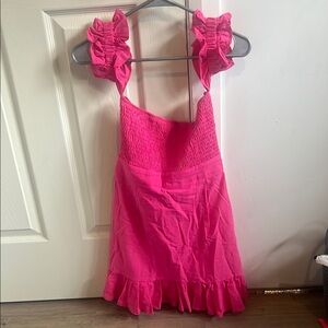 SHEIN Vibrant Pink Smocked Dress Small